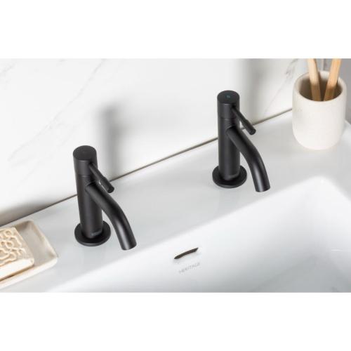 Bristan Mila Basin Pillar Taps Black MI 1/2 BLK